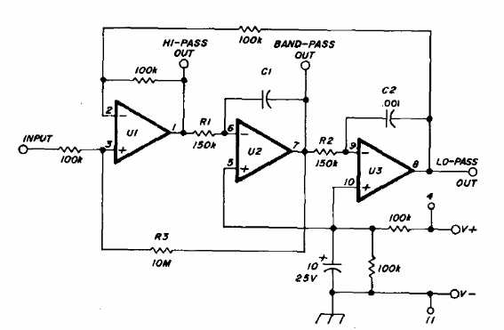 Filtro triple con operacionales
Filtro triple con operacionales