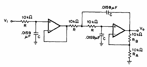 Filtro de paso bajo de tercer orden a 1 kHz con el 741
Filtro de paso bajo de tercer orden a 1 kHz con el 741