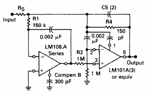 Amplificador sumador para 250 kHz LM108
Amplificador sumador para 250 kHz LM108