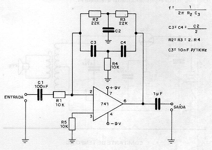 Filtro de paso de banda de 1 kHz
Filtro de paso de banda de 1 kHz