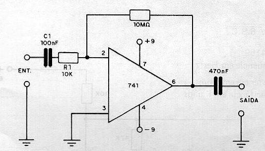 Amplificador de ganancia 1000 (741) 
