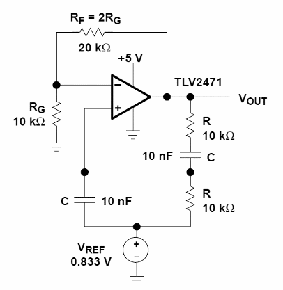 Oscilador de puente de Viena de 1,57 kHz
Oscilador de puente de Viena de 1,57 kHz
