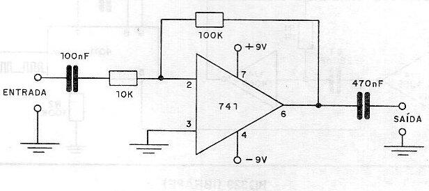 Amplificador de ganancia 10 com el 741 
