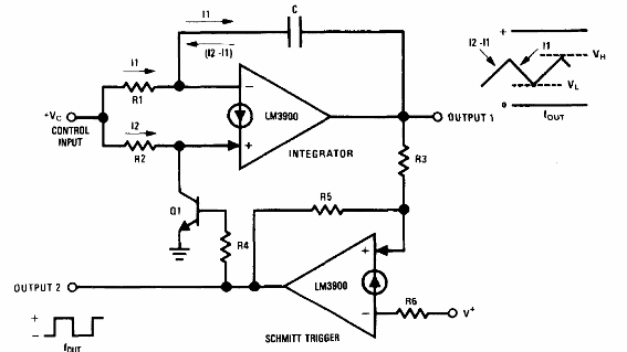 Oscilador controlado por tensión LM3900
Oscilador controlado por tensión LM3900