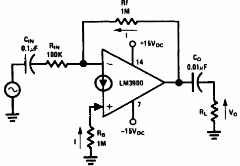 Amplificador de CA LM3900
Amplificador de CA LM3900