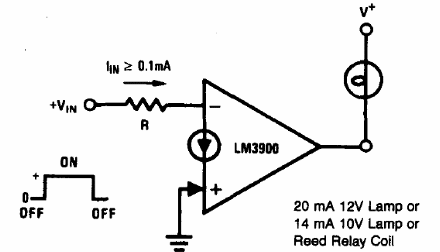 Drenaje de corriente de 20 mA con el LM3900
Drenaje de corriente de 20 mA con el LM3900