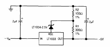 Regulador negativo de 5 V con el LT1033
Regulador negativo de 5 V con el LT1033