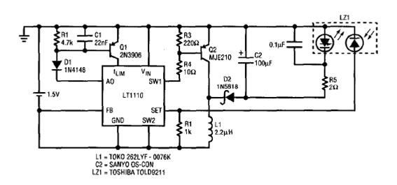 Controlador para diodo láser LT1110
Controlador para diodo láser LT1110