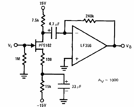 Operacional con paso de entrada con FET
Operacional con paso de entrada con FET