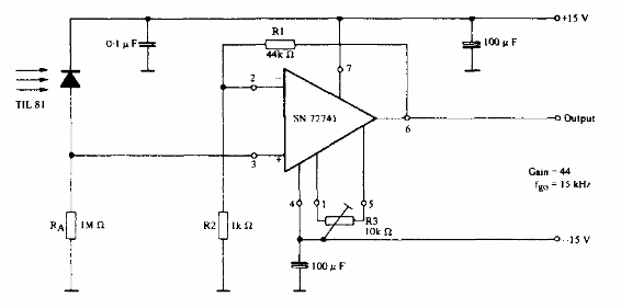 Amplificador 741 para fotodiodo 
