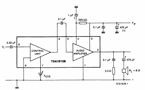 Amplificador de 4 W con TDA1013
Amplificador de 4 W con TDA1013