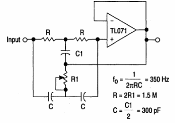 Filtro de rechazo de alto Q TL071
Filtro de rechazo de alto Q TL071