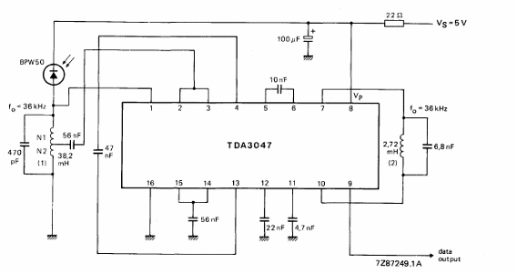 Receptor de infrarrojos TDA3047
Receptor de infrarrojos TDA3047
