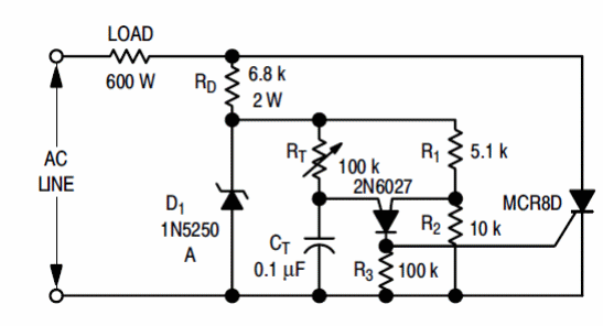 Control de media onda de 600 W con SCR 

