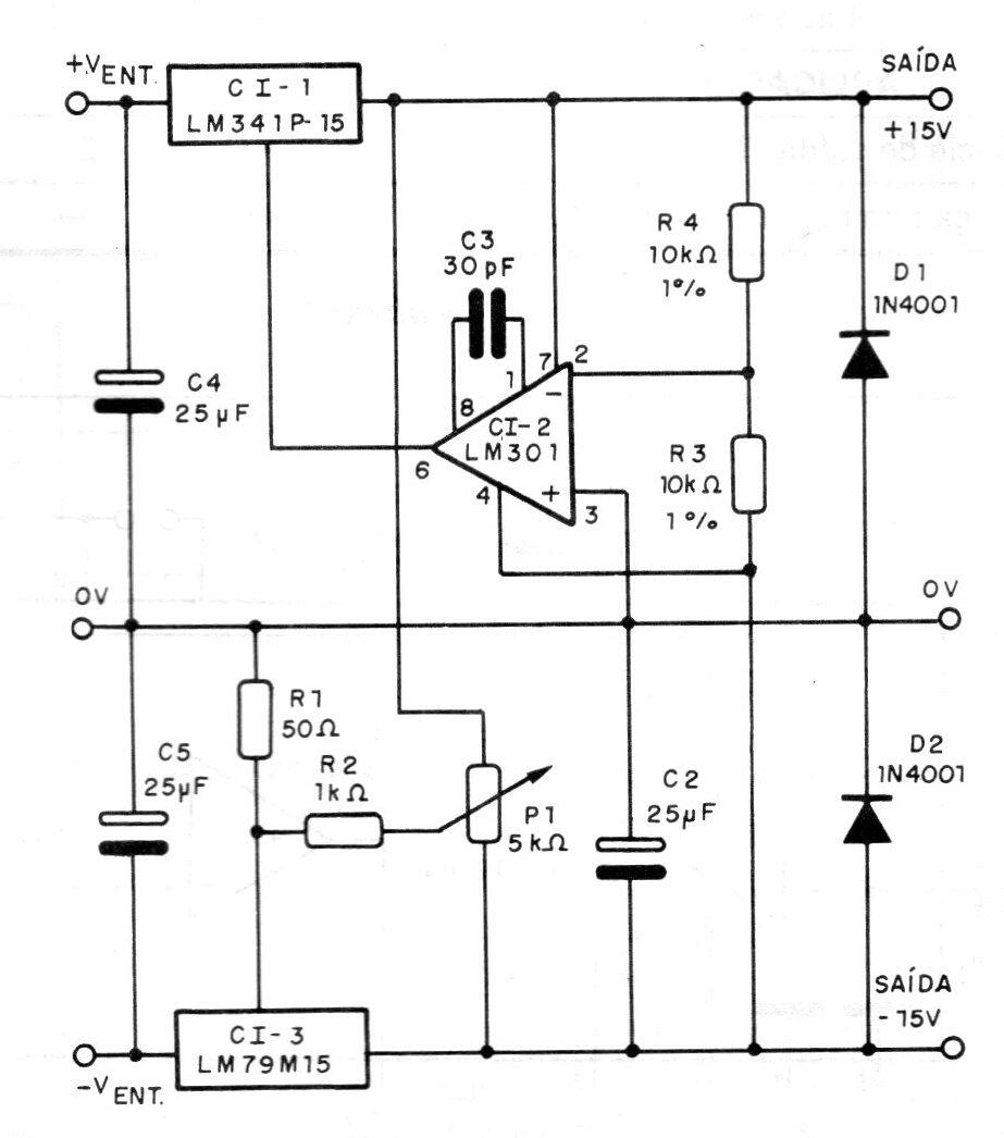 Regulador simétrico 15 y 15 V x 1 A
Regulador simétrico 15 y 15 V x 1 A