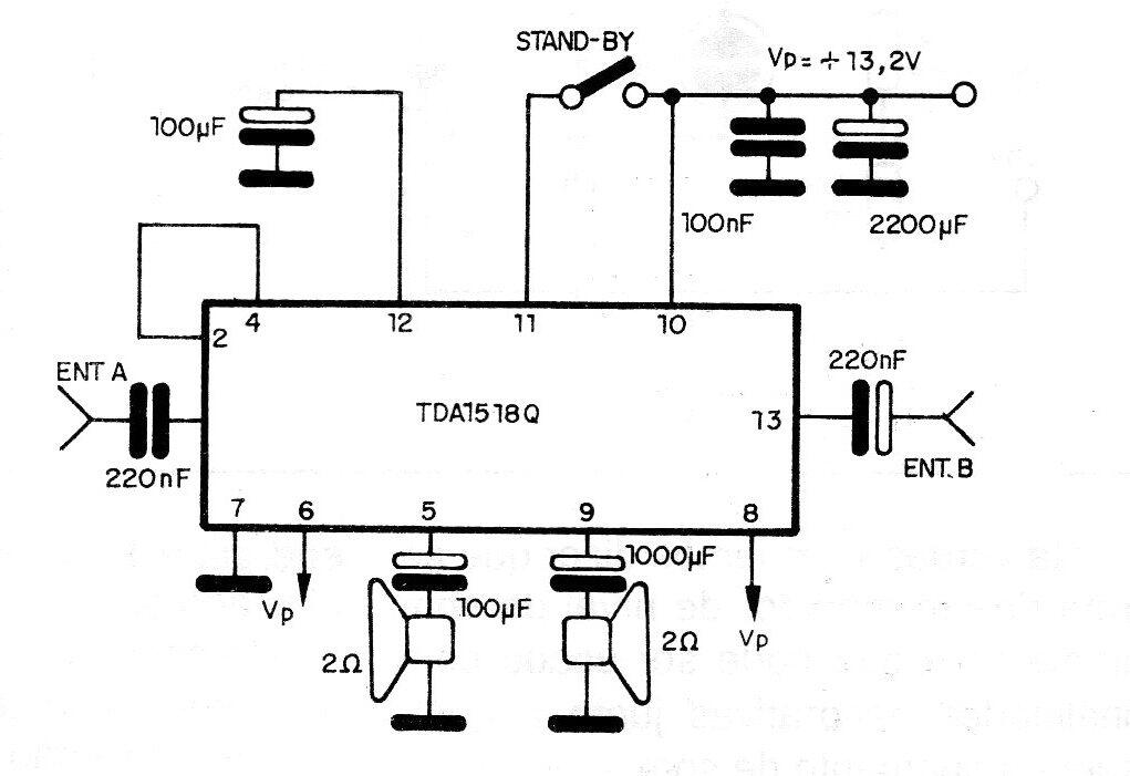 Amplificador de 11 W por canal
Amplificador de 11 W por canal