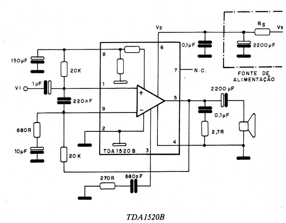 Amplificador de 20 W con el TDA1520B
Amplificador de 20 W con el TDA1520B