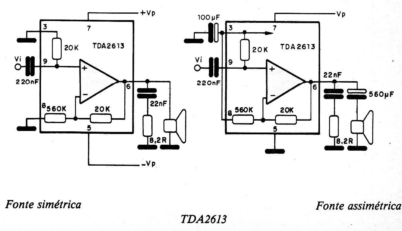 Amplificador de 4 W con el TDA2613
Amplificador de 4 W con el TDA2613