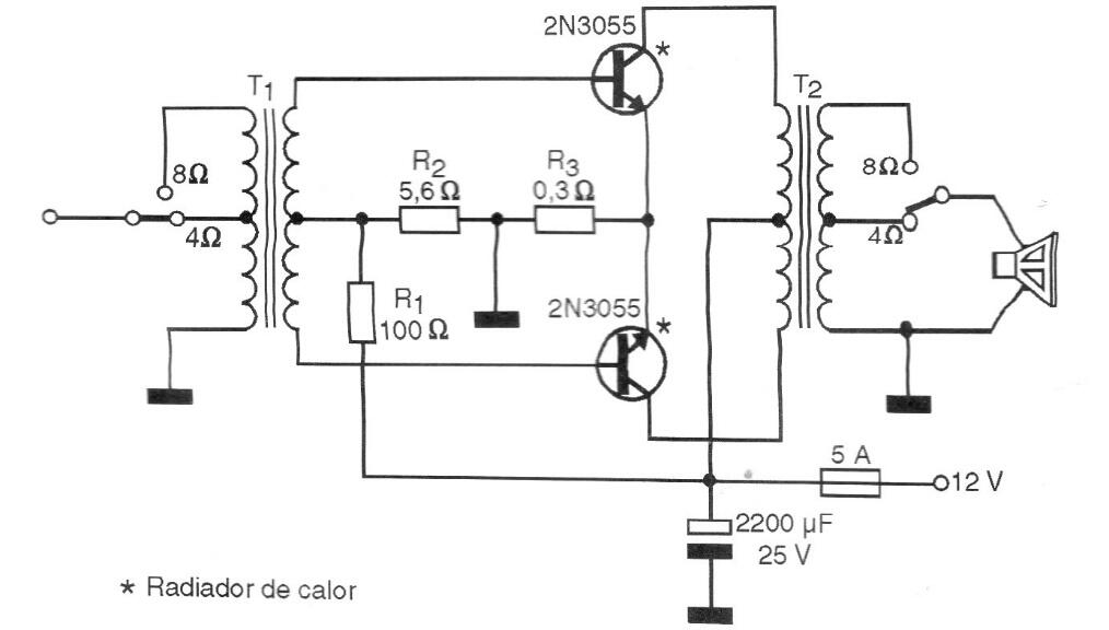 Etapa amplificadora para el coche
Etapa amplificadora para el coche