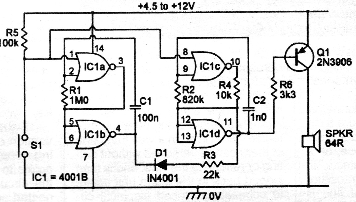 Sirena intermitente CMOS
Sirena intermitente CMOS