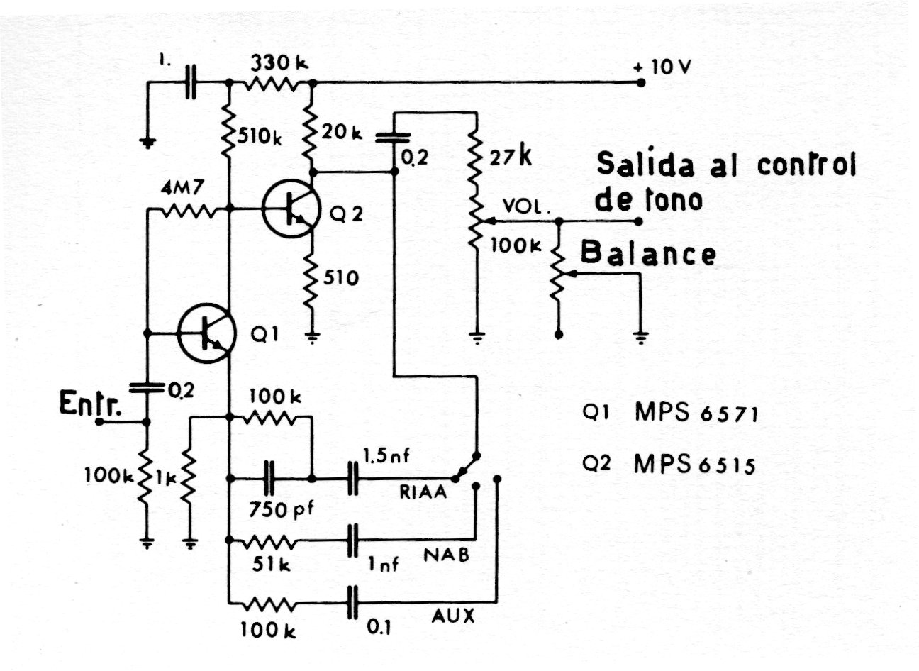 Preamplificador y control de tono
Preamplificador y control de tono