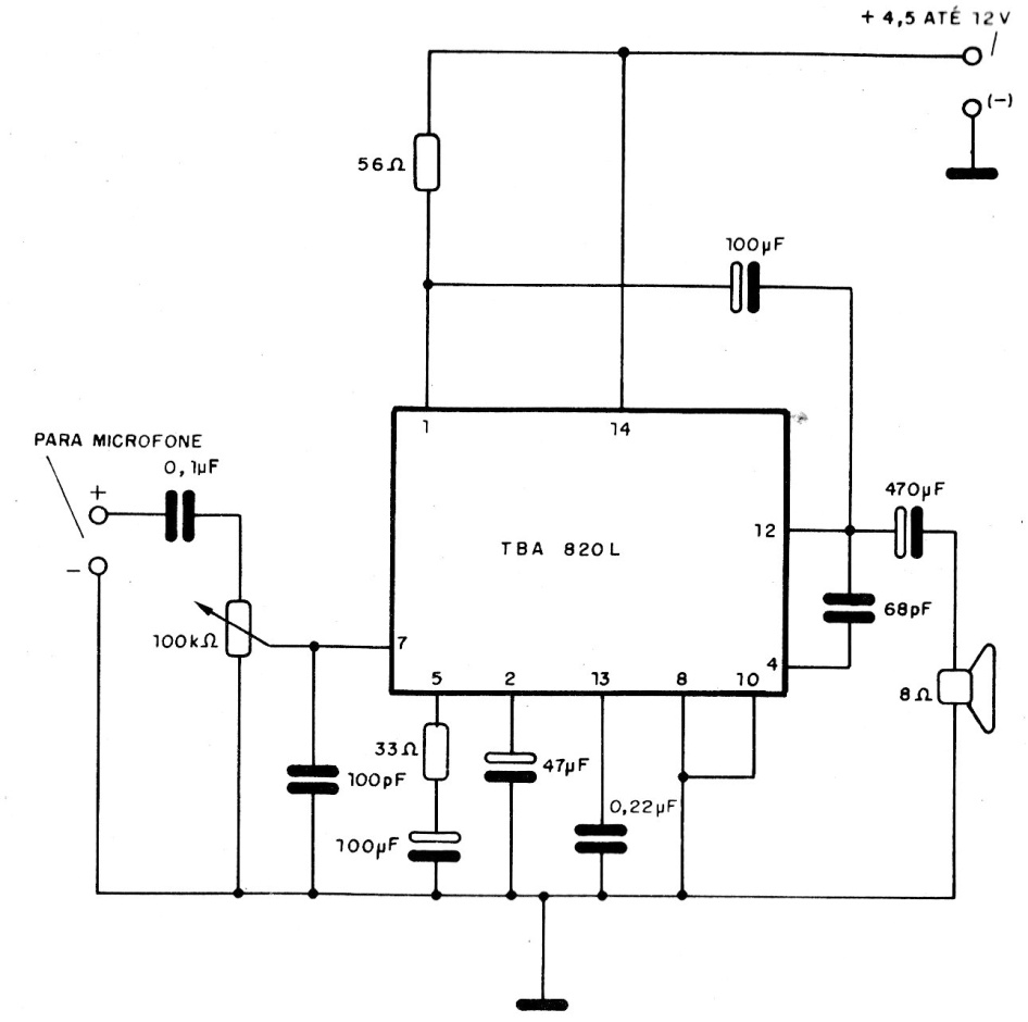 Amplificador integrado TBA820L
Amplificador integrado TBA820L