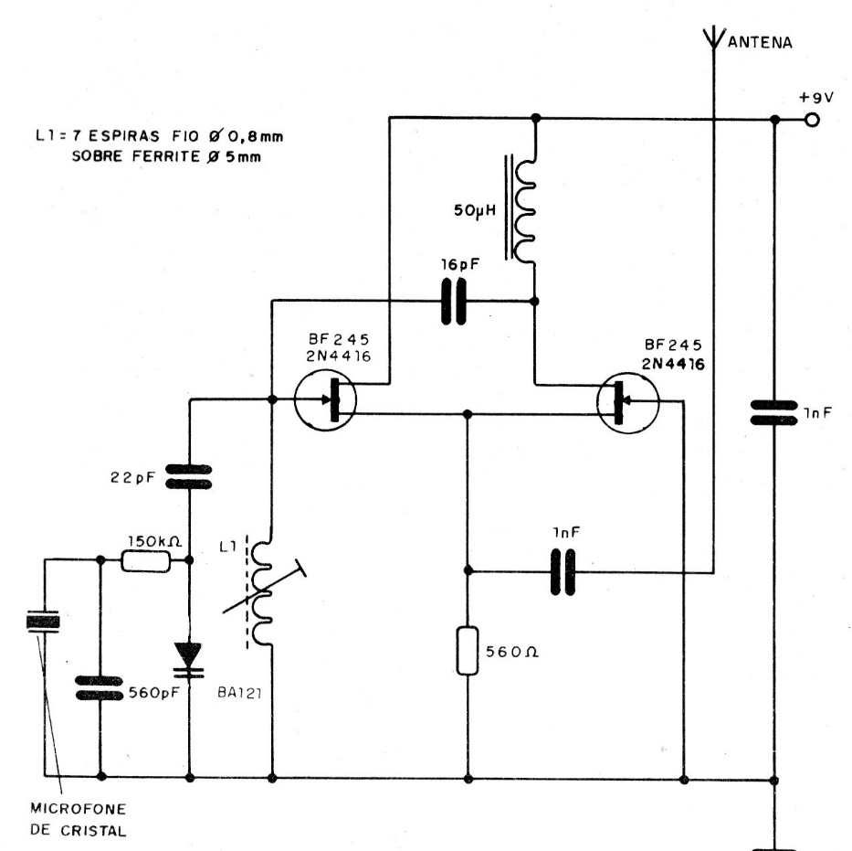 Transmisor con FET 100 MHz
Transmisor con FET 100 MHz