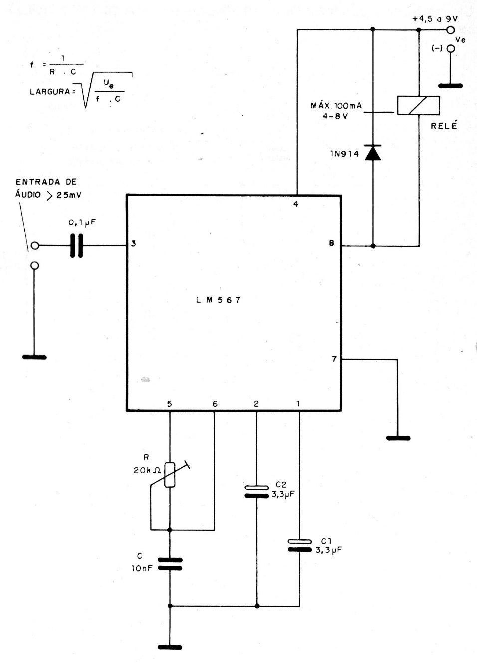 Filtro de tono LM567
Filtro de tono LM567