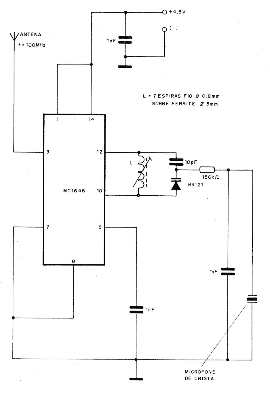Transmisor con circuito integrado MC1648
Transmisor con circuito integrado MC1648