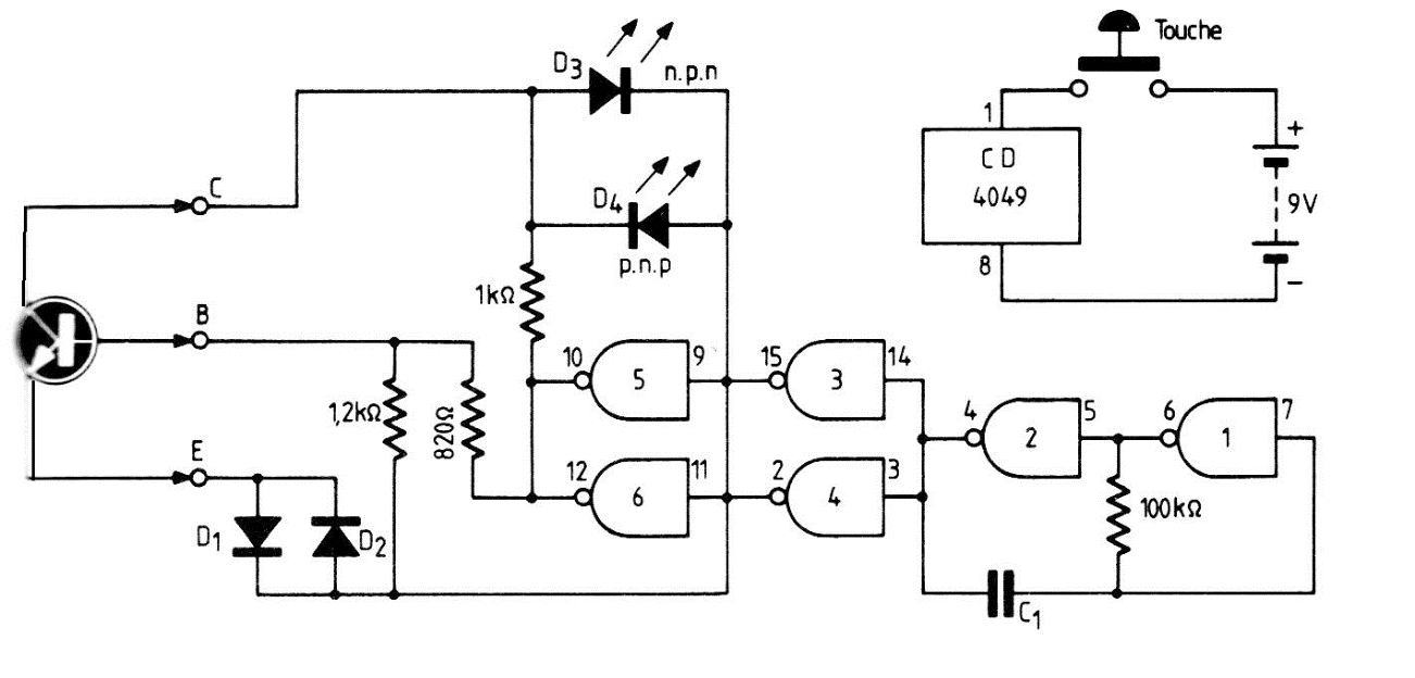 Prueba de transistores NPN y PNP sin conmutación
Prueba de transistores NPN y PNP sin conmutación