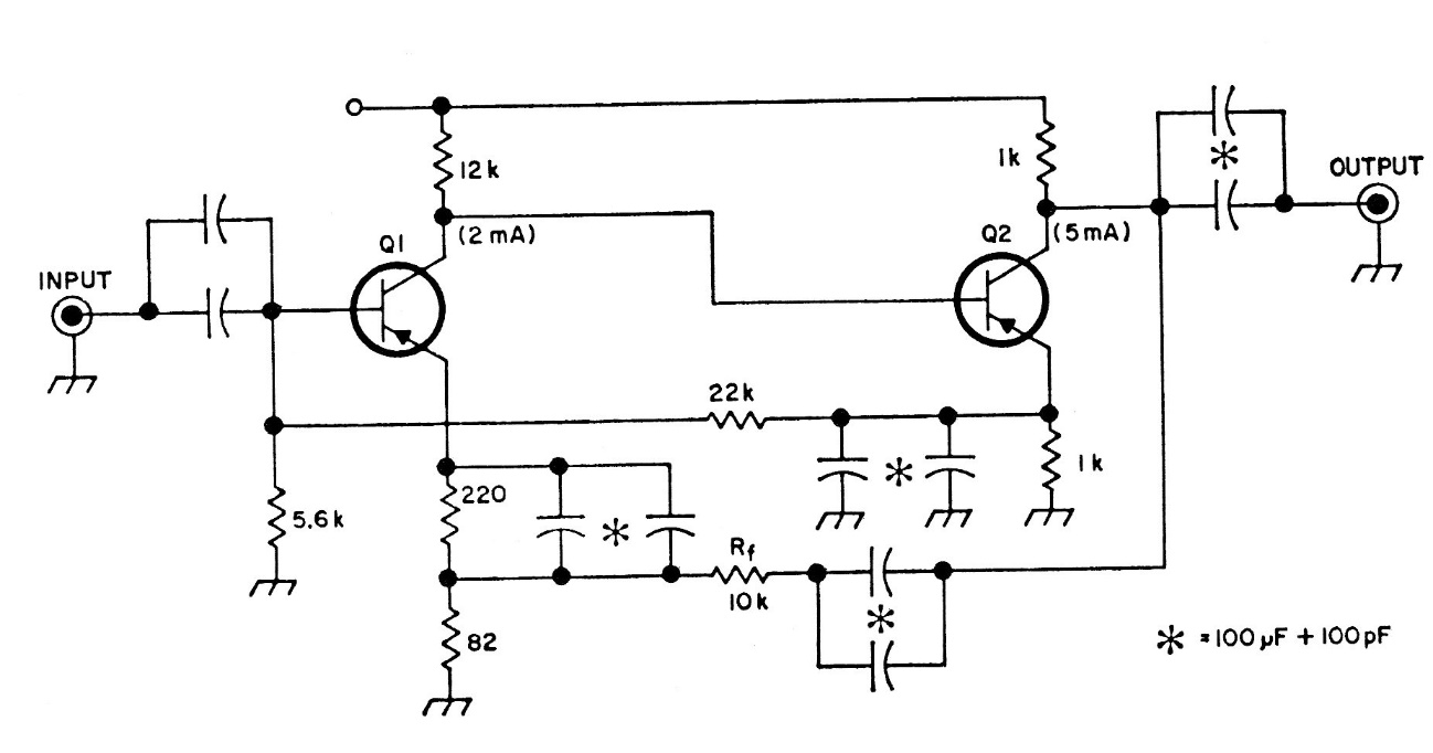 Amplificador de banda ancha con dos transistores
Amplificador de banda ancha con dos transistores