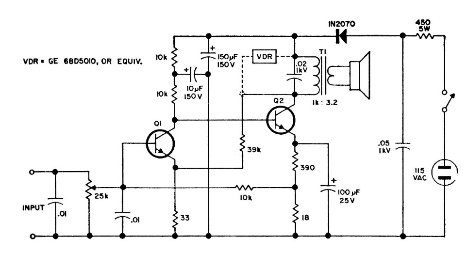 Amplificador alimentado con 110 V
Amplificador alimentado con 110 V