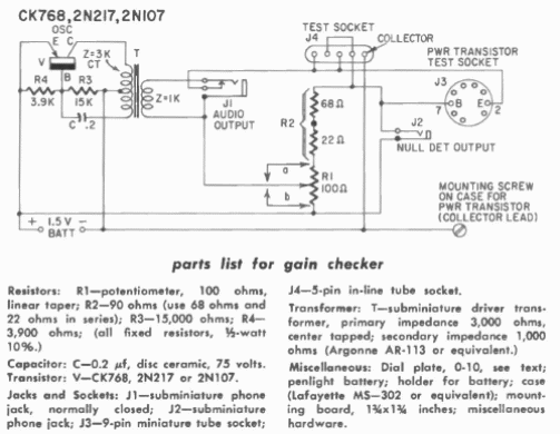Medidor de ganancia de transistor 
