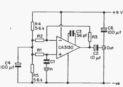 Preamplificador con el CA3130
Preamplificador con el CA3130