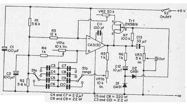 Generador senoidal CA3130 
