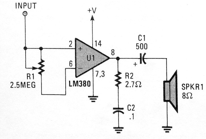 Control de volumen activo para el LM386
Control de volumen activo para el LM386