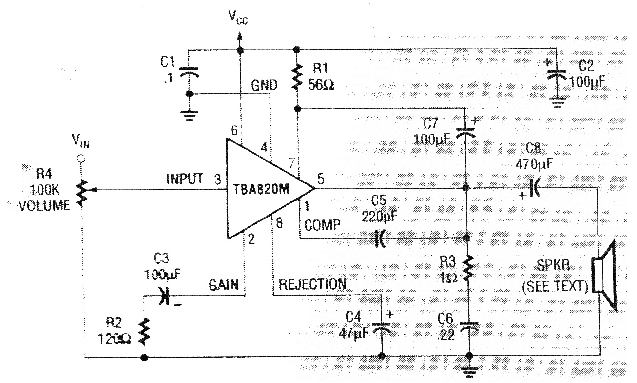 Amplificador con el TBA820
Amplificador con el TBA820