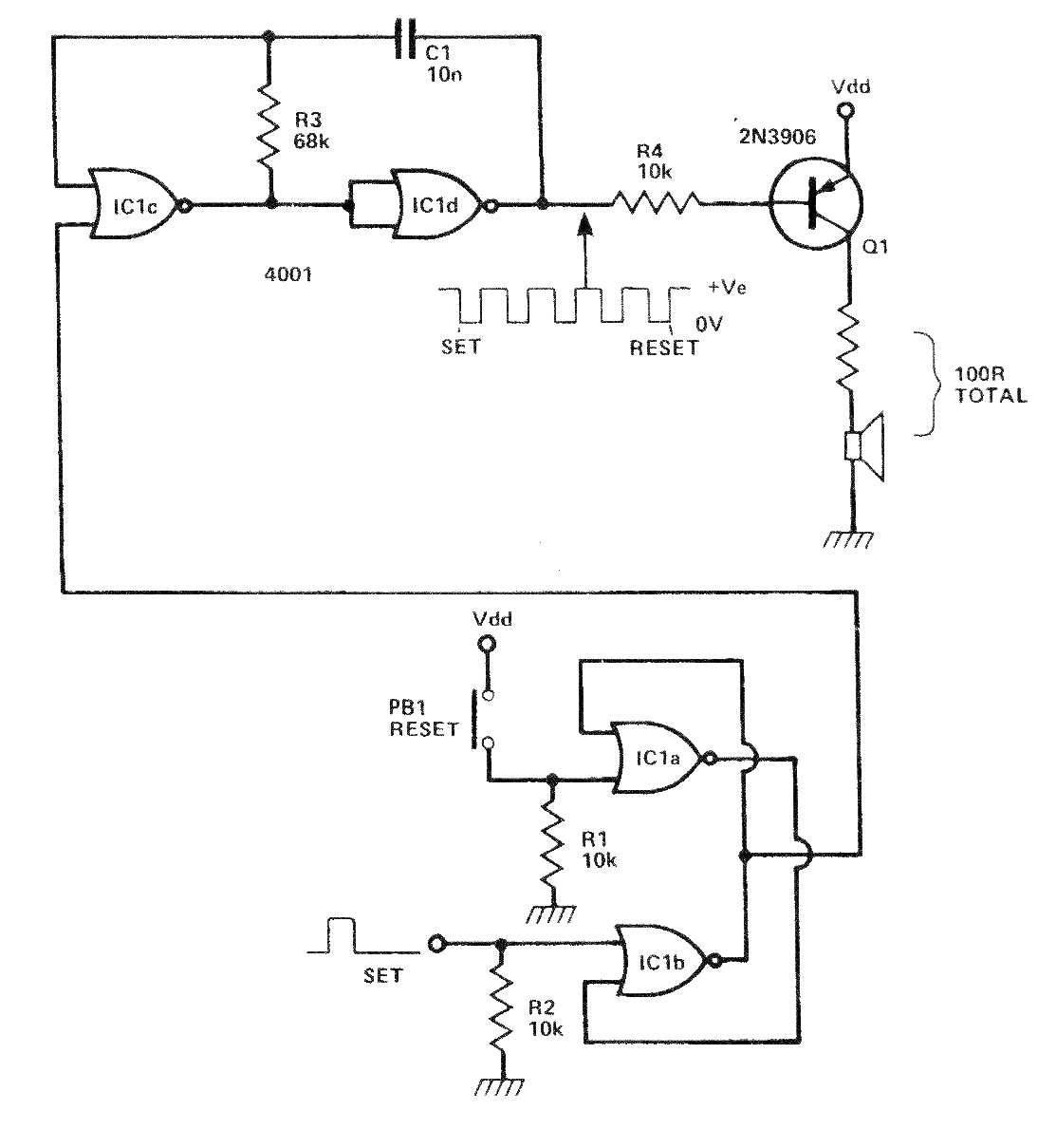 Generador de Tono Para Alarma CMOS 4001
Generador de Tono Para Alarma CMOS 4001