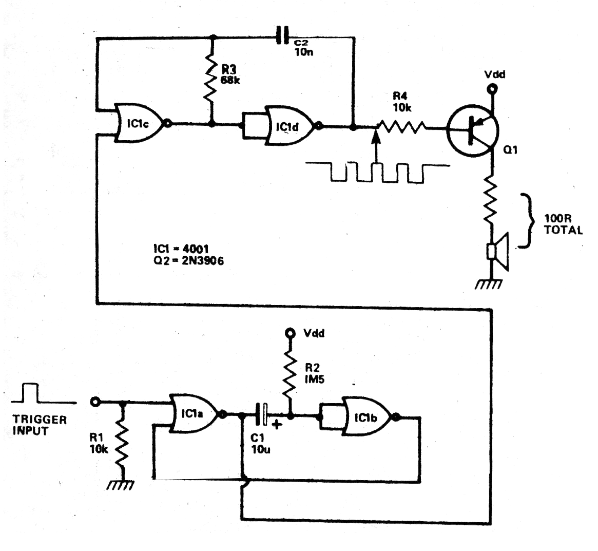 Generador de Tono Para Alarma CMOS 4001
Generador de Tono Para Alarma CMOS 4001