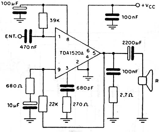 Amplificador TDA1520A
