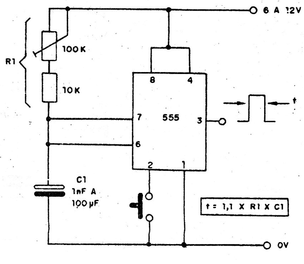 Sencillo Generador de Pulso Único 555
