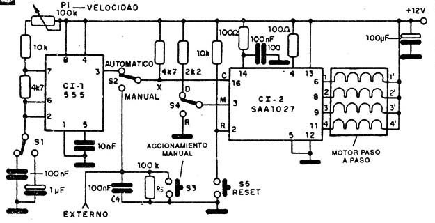 Circuito didáctico/experimental para accionamiento de motor paso a paso
