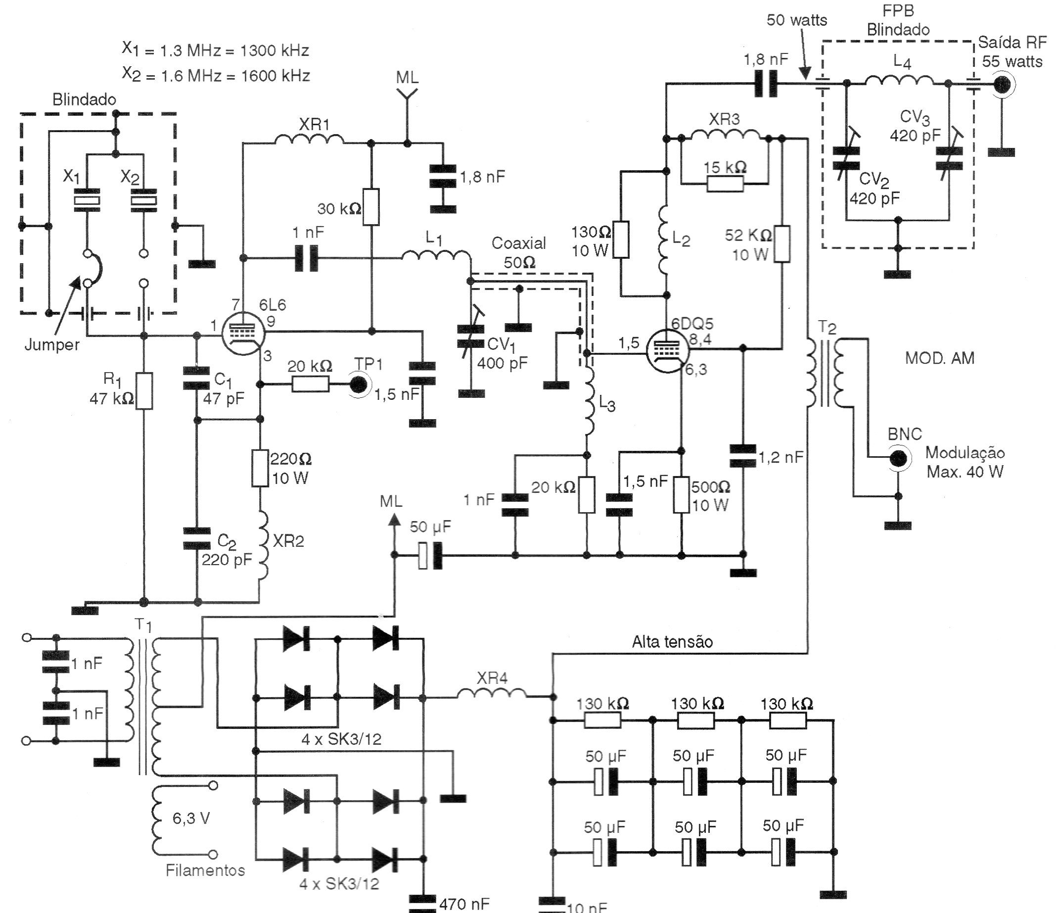 Transmisor Valvulado de OM de 50 W
Transmisor Valvulado de OM de 50 W