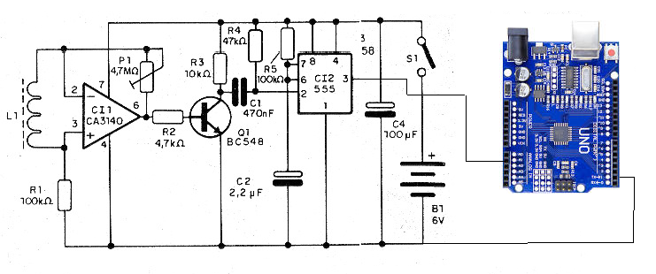 Figura 3 – Conteo de pulsos magnéticos con Arduino – A la salida conectamos un display
Figura 3 – Conteo de pulsos magnéticos con Arduino – A la salida conectamos un display