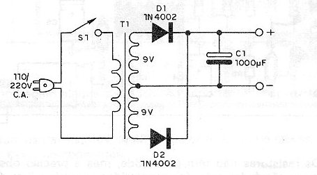 Figura 7 – Fuente de alimentación sencilla para el circuito.
