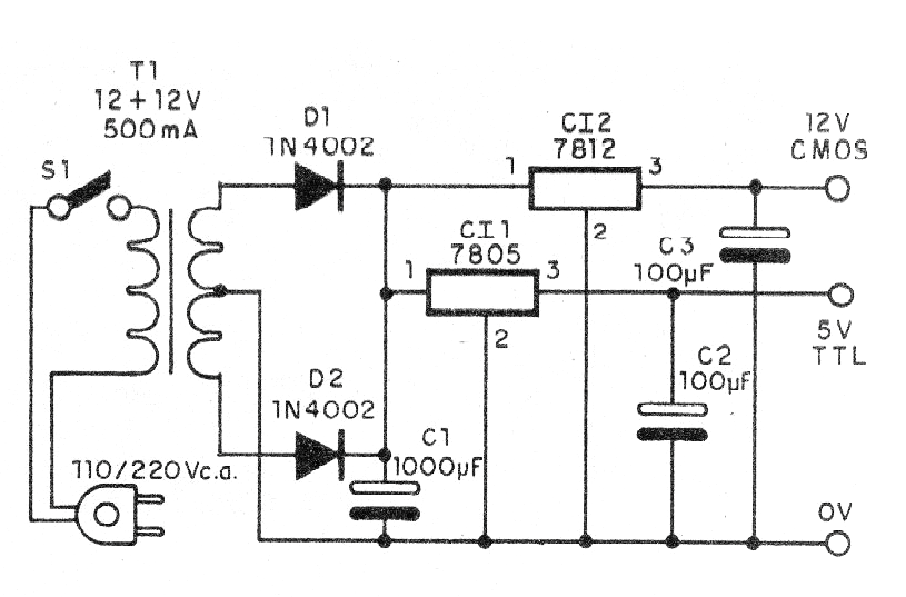Figura 1 - Circuito completo de la fuente
Figura 1 - Circuito completo de la fuente