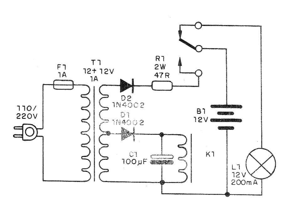 Figura 1 - Diagrama completo de la luz de emergencia
Figura 1 - Diagrama completo de la luz de emergencia