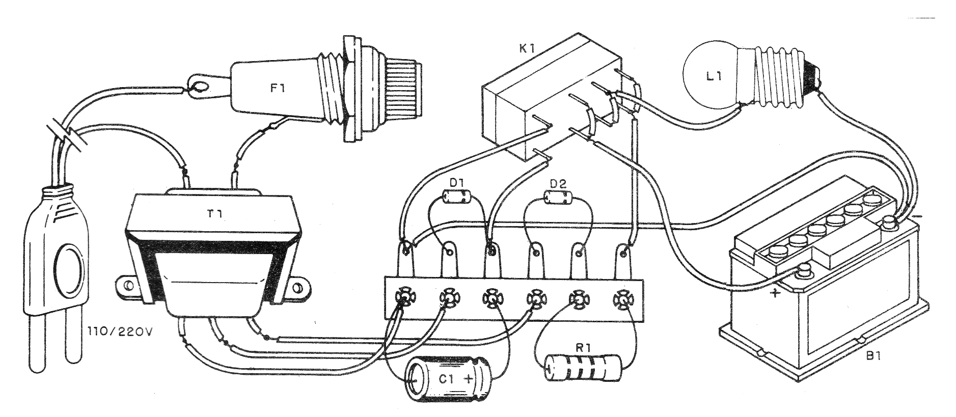 Figura 2 - Montaje basado en un pequeño puente de terminales
Figura 2 - Montaje basado en un pequeño puente de terminales