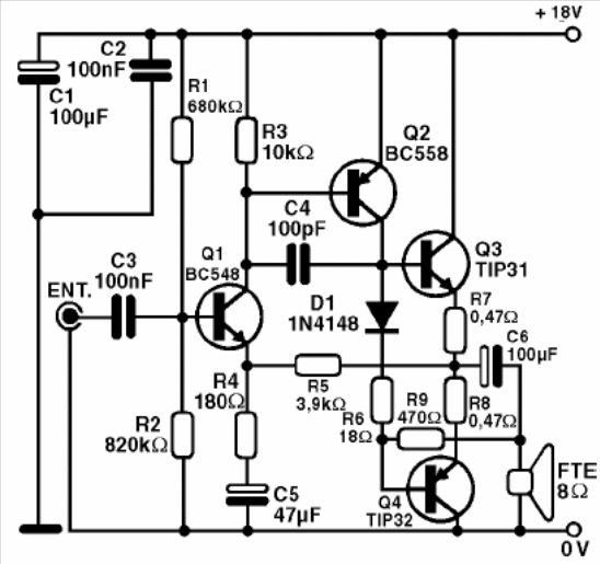    Figura 1 - Diagrama completo del amplificador
